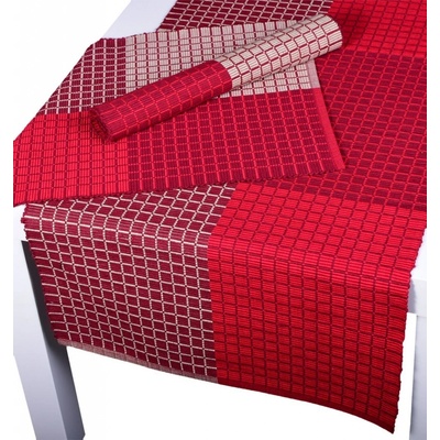Cubes prostírání Kostky bordó 40x120cm
