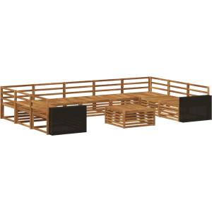 vidaXL Комплект дивани за открито 10 бр. Натурално (3383872)