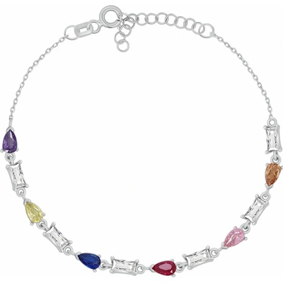 Brilio Silver Překrásný stříbrný náramek s barevnými zirkony BRC235WRBW