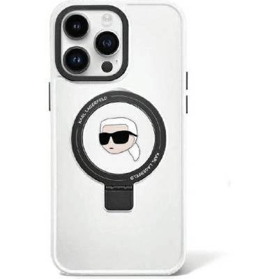 KARL LAGERFELD Кейс Karl Lagerfeld KLHMP15XHMRSKHH за iPhone 15 Pro Max 6.7"", бял / бял, твърд, Ring Stand Karl Head MagSafe (KXG0075649)