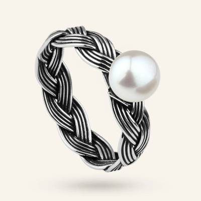 SilveAmo Stříbrný prsten s přírodní perlou Silver Weaver K5G.2064