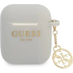 Guess GUA2LSC4EG калъф за AirPods сив, силиконов висулка 4G Collection (GUA2LSC4EG)