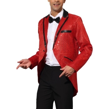Мъжки смокинг с червени пайети