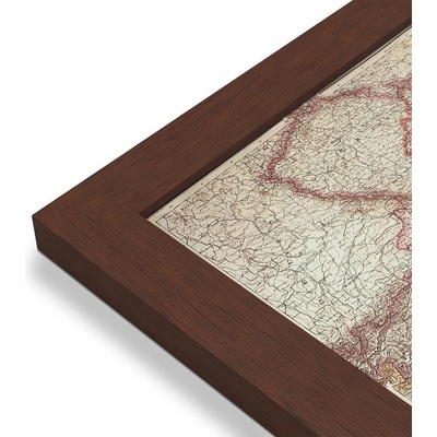 ZES Rakousko - Uhersko 1890 - nástěnná mapa 86 x 67 cm Varianta: mapa v dřevěném rámu, Provedení: Pegi višeň