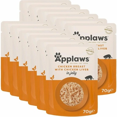Applaws s kuřecími prsy a játry v želé 12 x 70 g