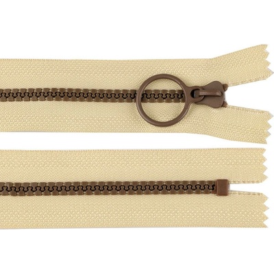 Kostěný zip barevný No 5 délka 15 cm s ozdobným jezdcem, malé, 1 (276) béžová světlá hnědá