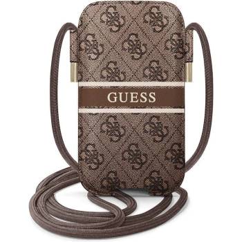 GUESS Pouch 4G Printed Stripe L - кожен калъф с връзка за мобилни телефони (кафяв)