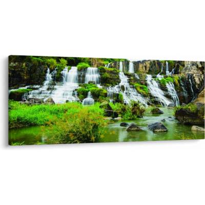 Obraz - vodopády se zelení, jednodílný 120x50 cm