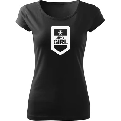 DRAGOWA дамска тениска с къс ръкав, Army Girl, черна, 150г/м2 (5055)