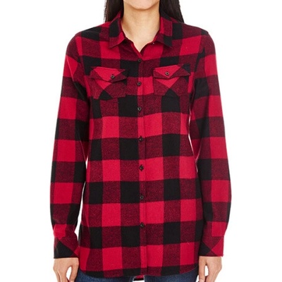 Burnside Dámska flanelová košeľa BU5210 Red Black -Checked