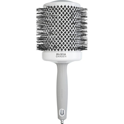 Olivia Garden Expert Blowout Shine Round Brush White & Grey 80 mm