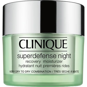 Clinique Superdefense Night Recovery Moisturizer Very Dry to Dry Combination нощен хидратиращ крем против първите признаци на стареене на кожата за суха кожа за жени 50 мл