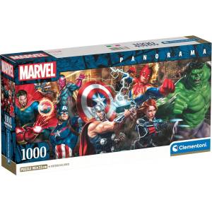 Clementoni Панорамен пъзел Clementoni от 1000 части - Героите на Marvel в действие (39877)