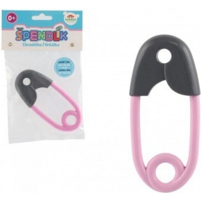 Teddies Chrastítko špendlík plast 12cm šedorůžové 12x19cm – Zbozi.Blesk.cz