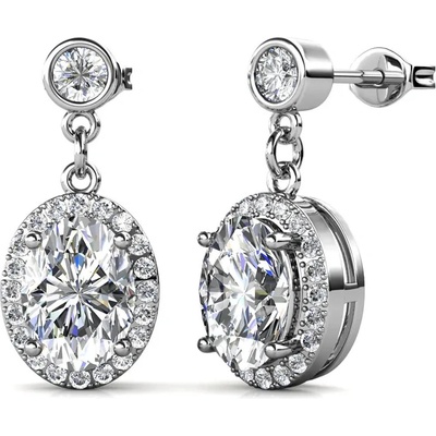 Royal Fashion stříbrné pozlacené náušnice s drahokamem moissanitem ME022