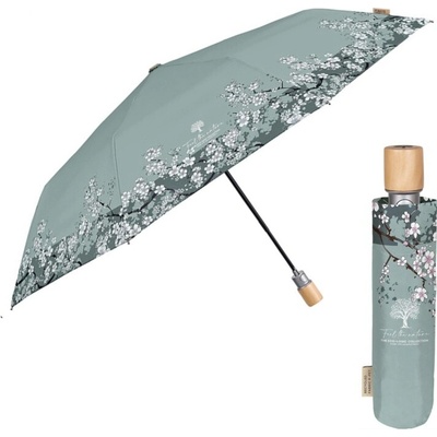 Perletti dámský plnoautomatický deštník Green Flowers tyrkysově zelený