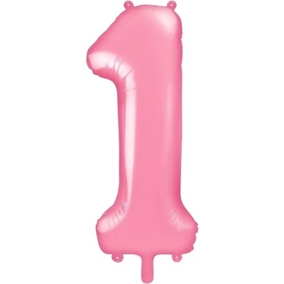 PartyDeco Fóliové číslo 1 růžové 86 cm