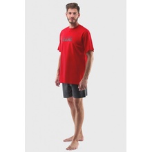 Gina 79116 pánské pyžamo krátké červeno šedé