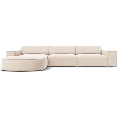 Micadoni Ъглов диван от бежово кадифе (ляв ъгъл) Jodie - Micadoni Home (MIC_RLC_51_F1_JODIE1)