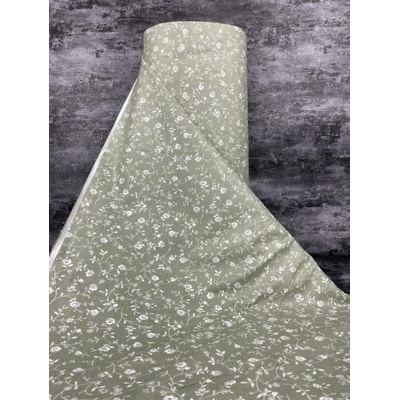 Ervi Bavlněná látka/plátno š.240cm - Květiny na olivovém - 25095-12, metráž