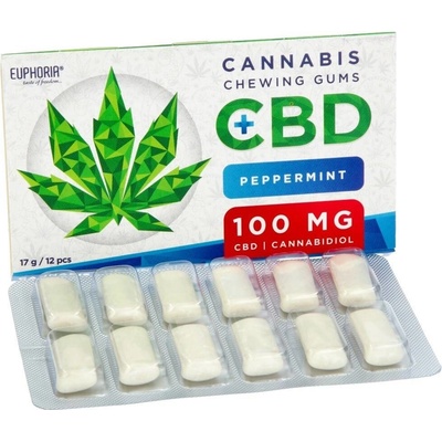 Euphoria Žvýkačky s CBD 100mg - peppermint 17 g