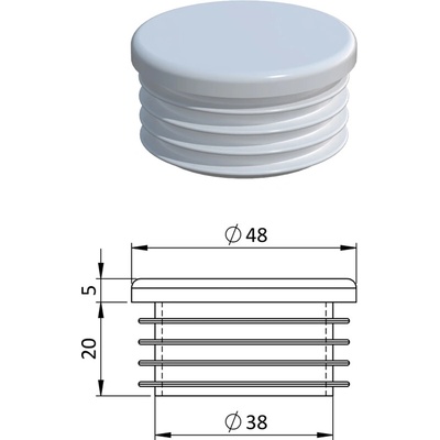 Vnútorná krytka guľatá ø 48 mm, plastová, biela