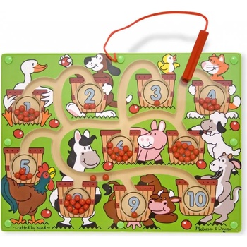 Image 1 of Melissa & Doug - Дървен магнитен лабиринт с цифри - Ферма