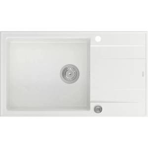 Quadron Вградена композитна мивка Quadron Unique Evan 136 XL бяла - неръждаема стомана 86x50 см (HCQE58650U1_BS_P2O) Мивка за вграждане