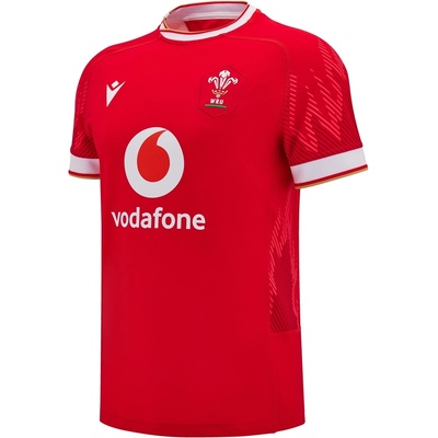 Macron Футболна фланелка Macron Welsh Rugby Union Authentic Home Shirt 2024 Adults - Red/White