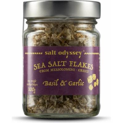 Salt Odyssey Grécka soľ, cesnakovo bazalková, (vločky), 100g