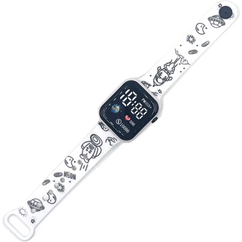 Nubi Детски часовник NUBKI Watch SE2, Силиконова каишка, Бял / Черен (SE2-BLACK-WHITE)
