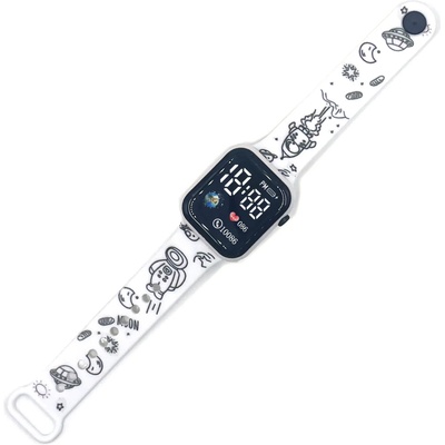 Nubi Детски часовник NUBKI Watch SE2, Силиконова каишка, Бял / Черен (SE2-BLACK-WHITE)