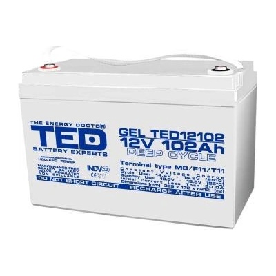 Ted electric Оловна гелова батерия TED ELECTRIC, 12V, 102Ah, 330/ 173/ 220 mm AGM, За соларни системи (TED-12V-102-AGM)