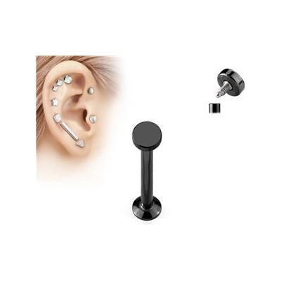 Šperky4U černý piercing do brady labreta kolečko LB1029K-12063