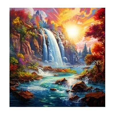 Norimpex diamantové malování Západ slunce u vodopádu 30 x 40 cm