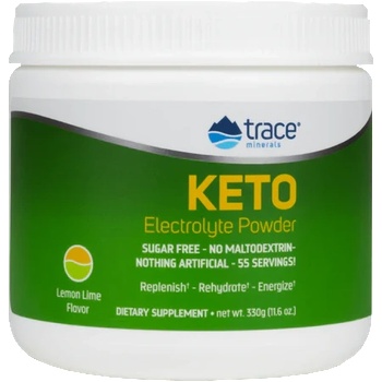 Trace Minerals Keto Electrolyte Powder, Кето електролити на прах, лимон и лайм, 330 g