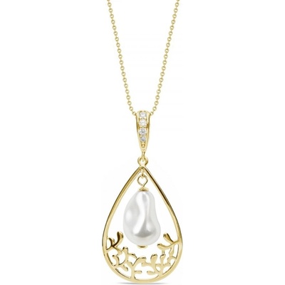 Spark Stříbrný pozlacený bílý perlový caresse NFG584312W White pearl
