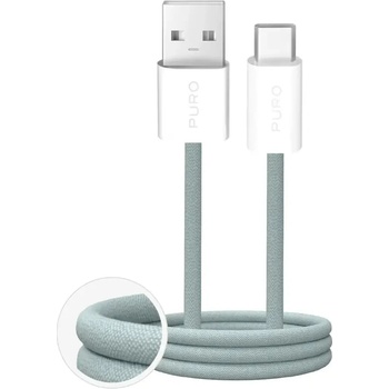 PURO Fabrik 2.0 10W USB-A - USB-C плетен кабел 1, 5 м - зелен (PUCAC10WFABK415MTGRN)