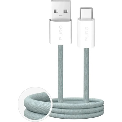 PURO Fabrik 2.0 10W USB-A - USB-C плетен кабел 1, 5 м - зелен (PUCAC10WFABK415MTGRN)