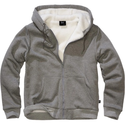 Brandit mikina s teplou podšívkou SweatJacket Teddylining tmavá šedá melange