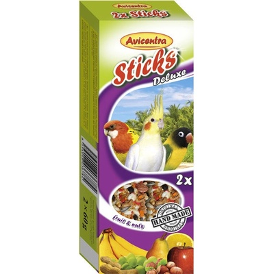 Avicentra Sticks Deluxe tyčinky Malí a Strední papagájové s ovocím a orechmi 120 g