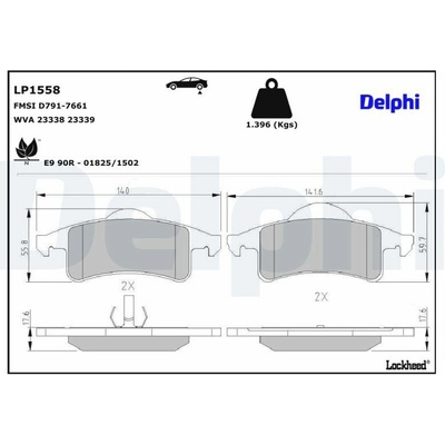 Sada brzdových destiček, kotoučová brzda DELPHI LP1558