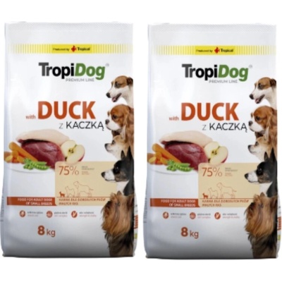 Tropidog Premium Adult Small Breeds s kačkou a ryžou 2 x 8 kg