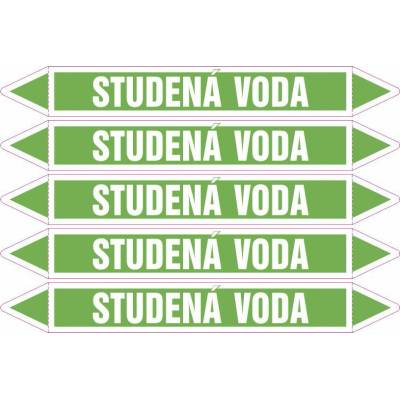 Grafiko | Studená voda - dle ČSN 13 0072 - Materiál Samolepící PVC folie, Rozměr aršík 5ks šipka 350x52mm