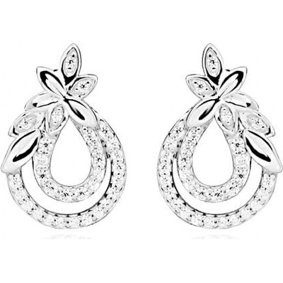 Silver Cat květinové se zirkony SC382