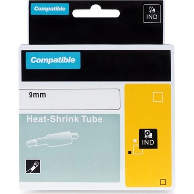 Páska PrintLine kompatibilní s DYMO 18053 Páska, pro tiskárny štítků, kompatibilní s DYMO 18053, 9mm, 1, 5m, černý tisk/bílý podklad, RHINO, bužírka PLTD61