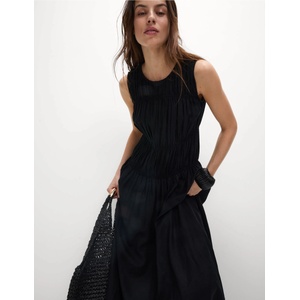 Marks & Spencer Текаща гъвкава миди рокля с висок дял лен Marks & Spencer черна Marks & Spencer | Cheren | ЖЕНИ | 8 REG