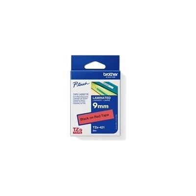 páska BROTHER TZ421 čierne písmo, červená páska Tape (9mm) (TZE421)