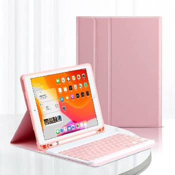 GKK Калъф с Клавиатура за iPad 9/ 8/ 7 10.2", Bluetooth Keyboard Case, Розов (5901041003663)