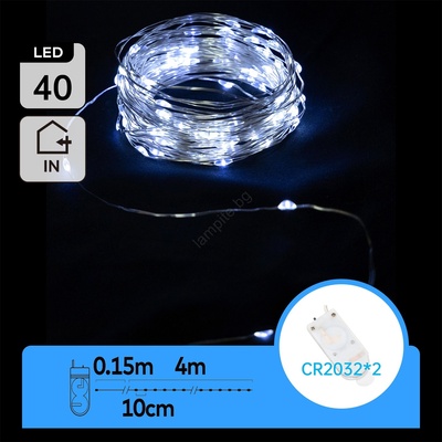 Aigostar - LED гирлянд 40xLED/2x3V 4m студено бяло (AI2150)